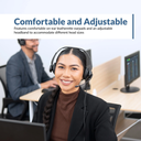 Cyber Acoustics AC-204 ENC – Headset USB con Micrófono, Cancelación de Ruido ENC, Diadema Ligera, Control en Cable, Ideal para Clases, Oficina y Videollamadas