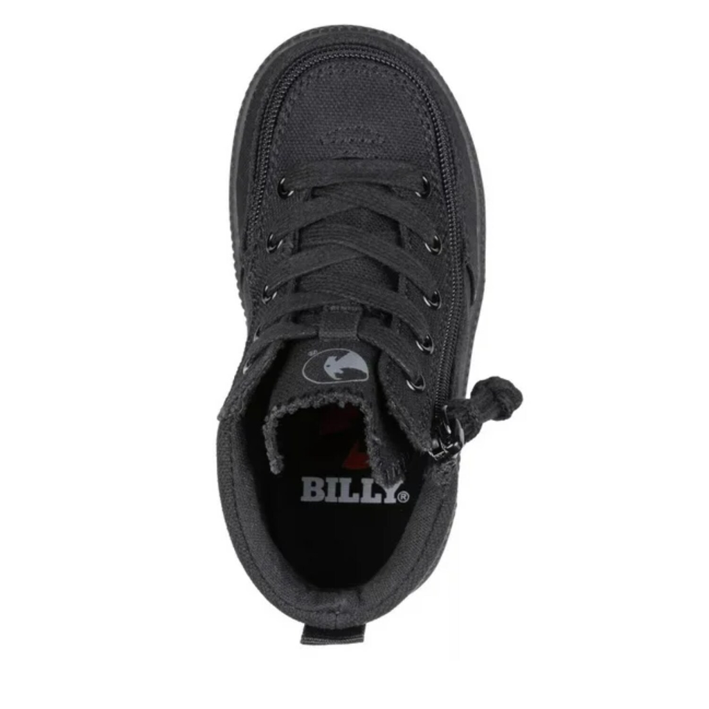 BILLY Footwear Toddler Harmon Sneakers - Black 7T: Zipper & Lace Up, Cushioned Insole, Non Marking Sole