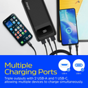 Energizer MAX Power Bank 20,000mAh – Carga Rápida 20W, USB-C + 2 USB-A, Pantalla LCD, Alta Capacidad, Color Negro