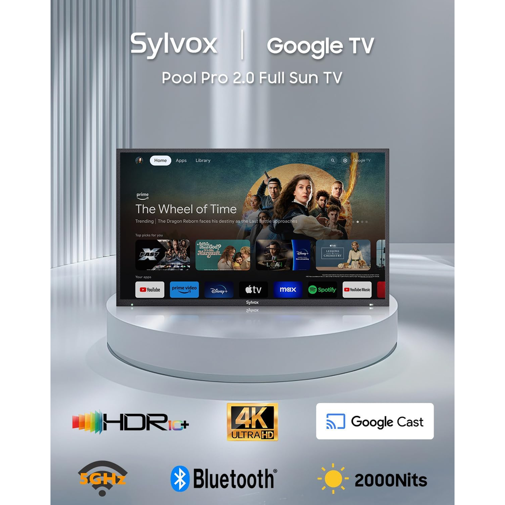 Pool Pro 2.0 43" QLED Outdoor TV Full Sun 2000 nits – Smart Google TV 4K UHD, Waterproof, Ultra Bright – Modelo OQ43A2KHGF