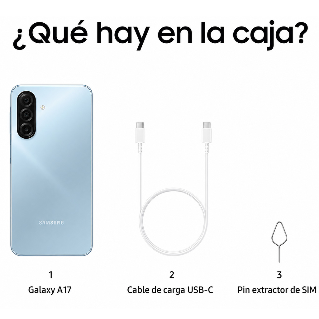 Samsung A17 6GB, 128GB - Azul claro + Servicio Maya Móvil Eco 2GB vigencia de 30 días