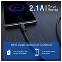 Cable USB-A a USB-C 1 Metro 2.1A Carga Rápida y Transferencia de Datos Color Negro