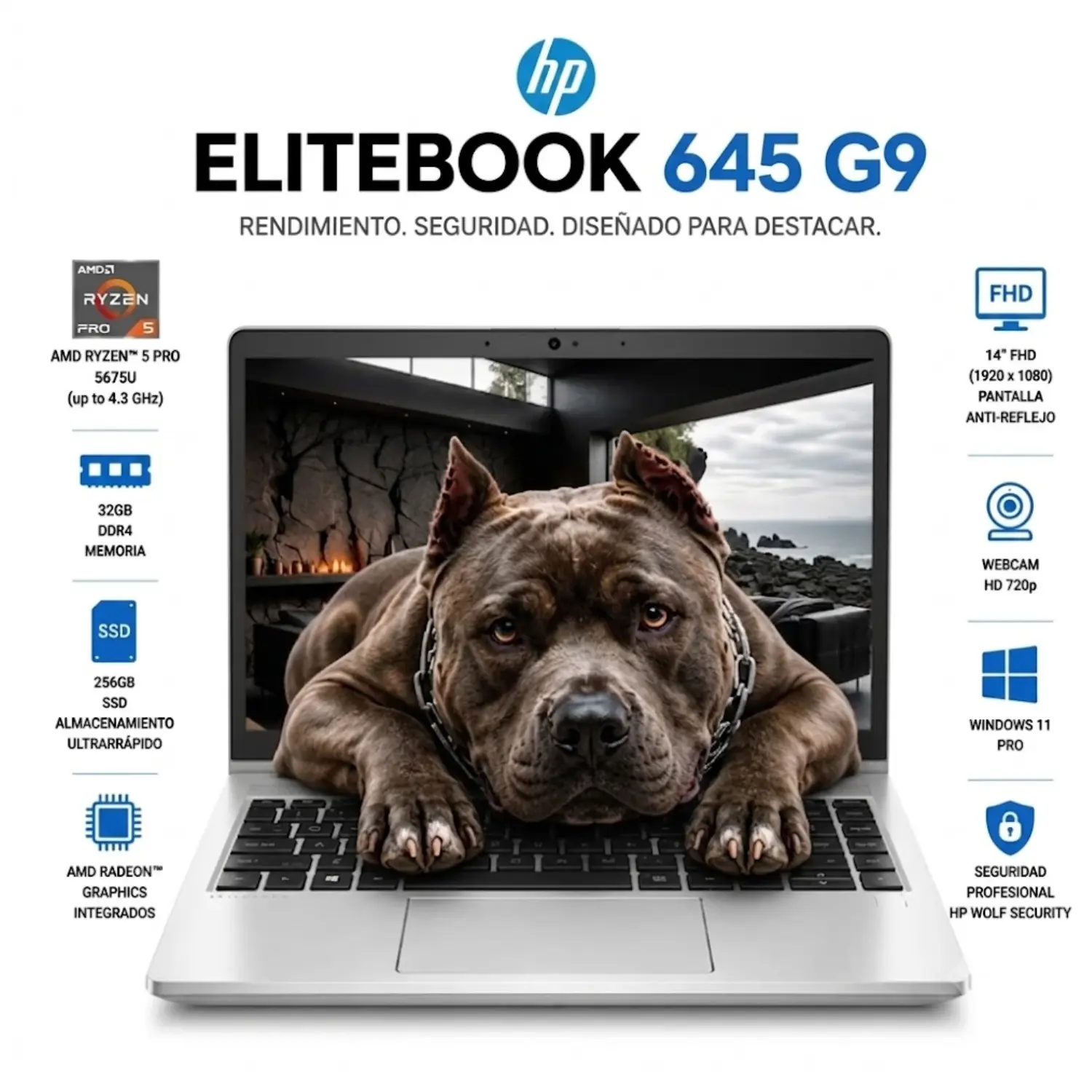 HP EliteBook 645 G9 14" FHD Ryzen 5 PRO 5675U 32GB RAM 256GB SSD Win11 Pro Grade A