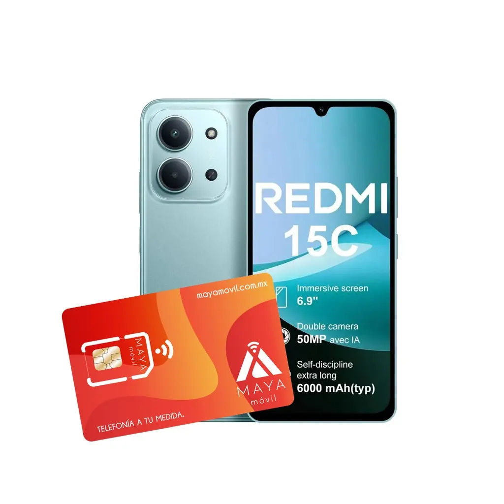 Xiaomi Redmi 15C 4GB 128GB Verde Menta + SIM Maya Móvil prepago 2GB por 30 días
