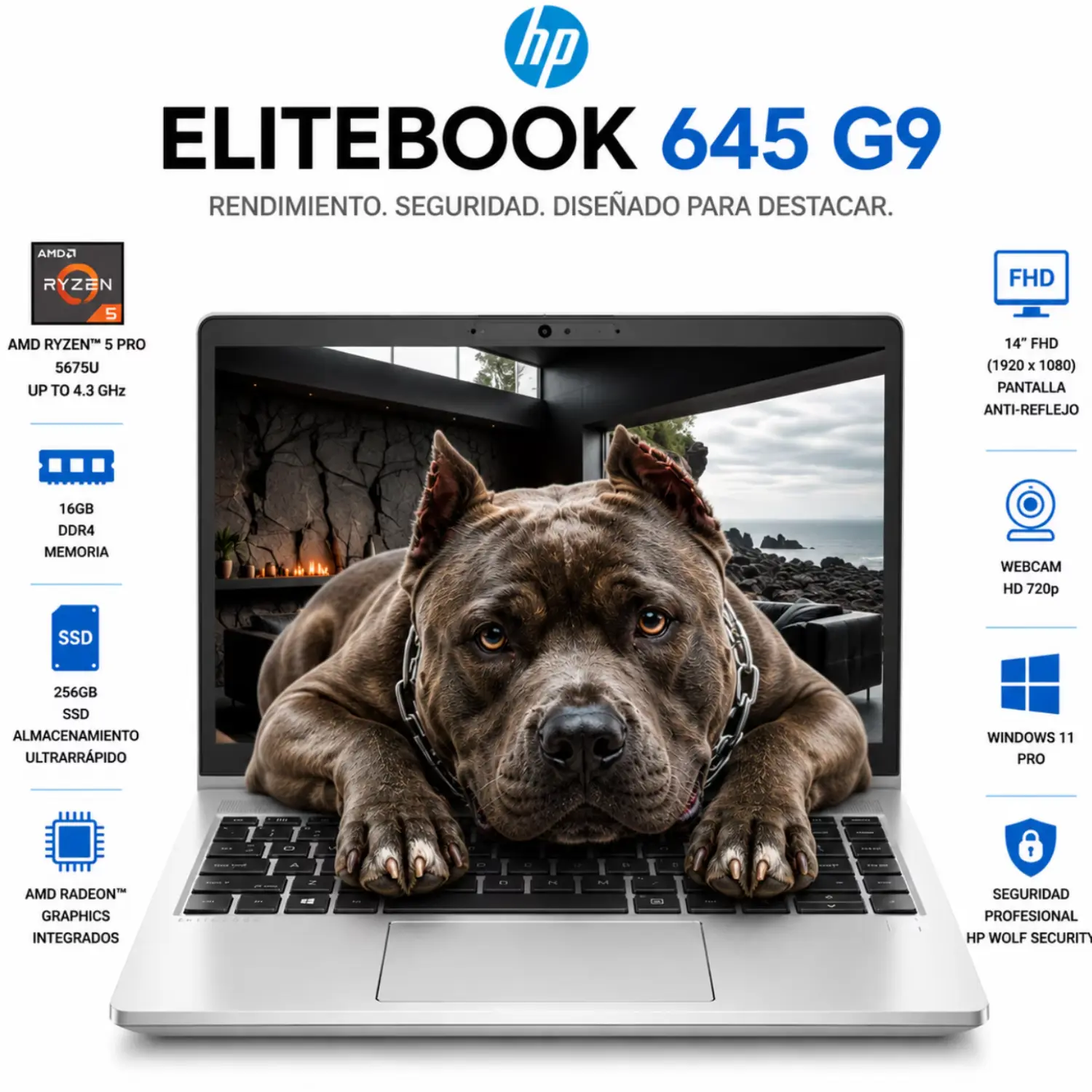 HP EliteBook 645 G9 14" FHD AMD Ryzen 5 Pro 5675U 16GB RAM 256GB Windows 11 Pro