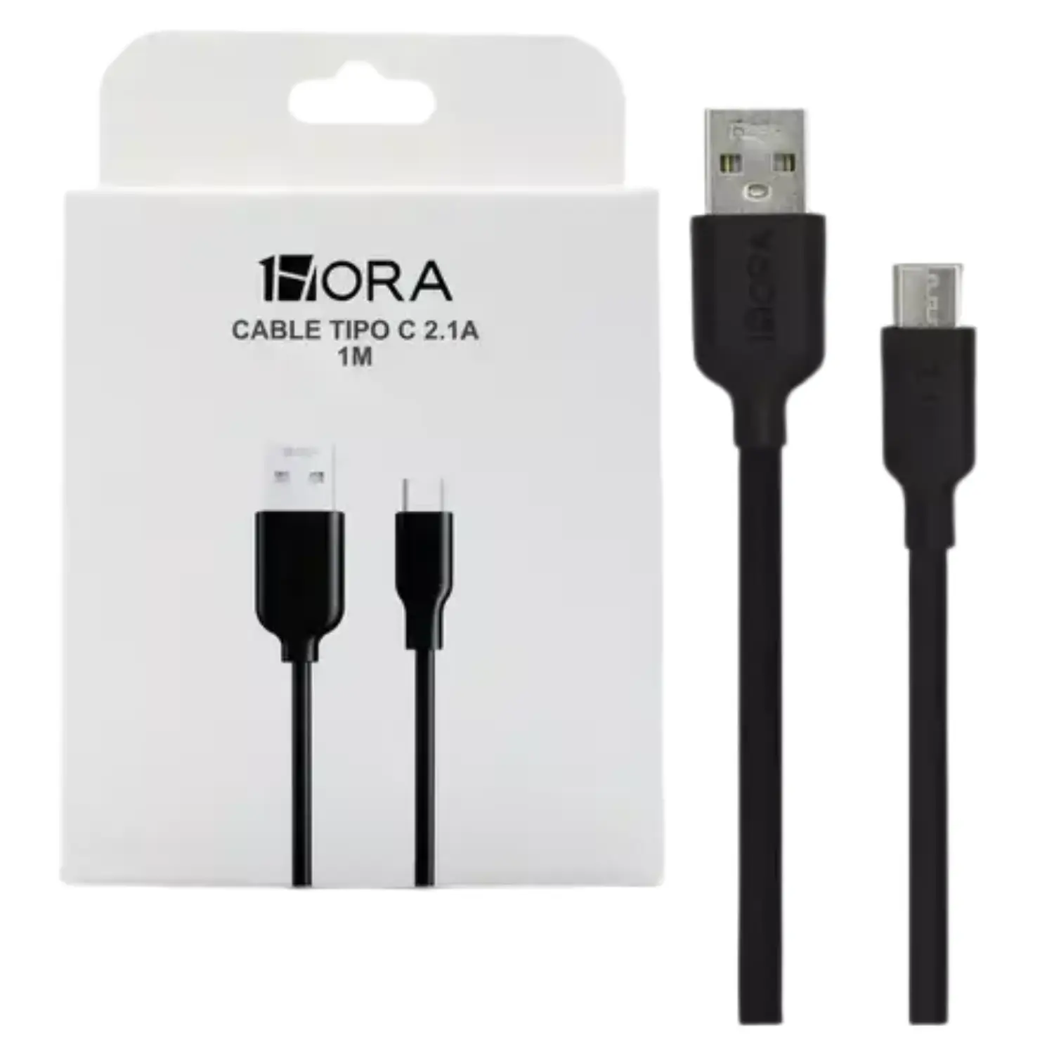 Cable USB-A a USB-C 1 Metro 2.1A Carga Rápida y Transferencia de Datos Color Negro