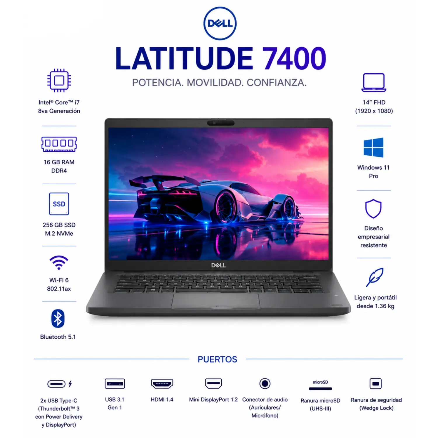 Dell Latitude 7400 14" FHD Intel Core i7 16GB RAM 256GB SSD Windows 11