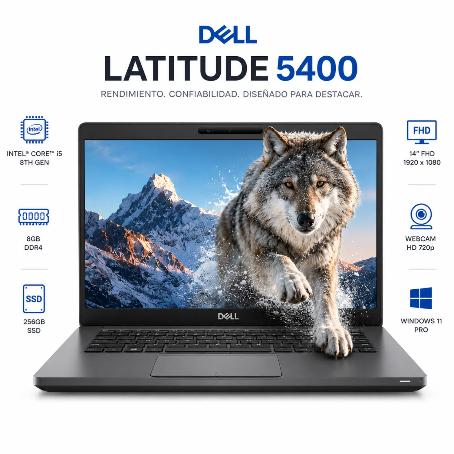 [DE5400-I5-8-256-FHD-W11/RFB] Dell Latitude 5400 14" FHD Intel Core i5 8GB RAM 256GB SSD Windows 11 (Reacondicionado) 