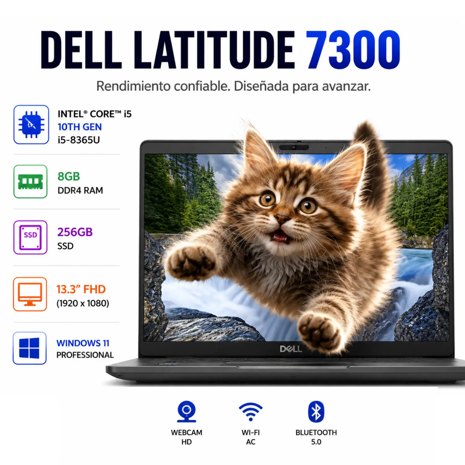 [DE7300-I5-8TH-8-256-A/RFB] Dell Latitude 7300 13.3" FHD i5 8GB 256GB SSD Win11 Pro Grado A