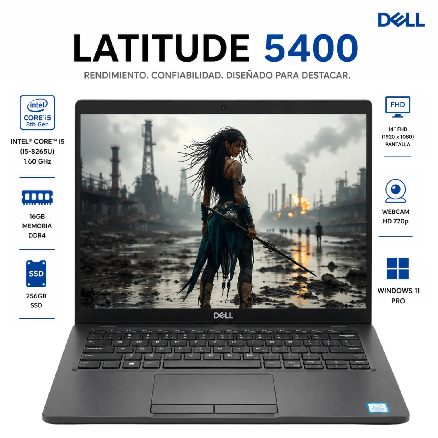 [DE5400-I5-8TH-16-256-GRB/RFB] Dell Latitude 5400 14" FHD Intel Core i5 16GB RAM 256GB SSD Windows 11 (Reacondicionado) 