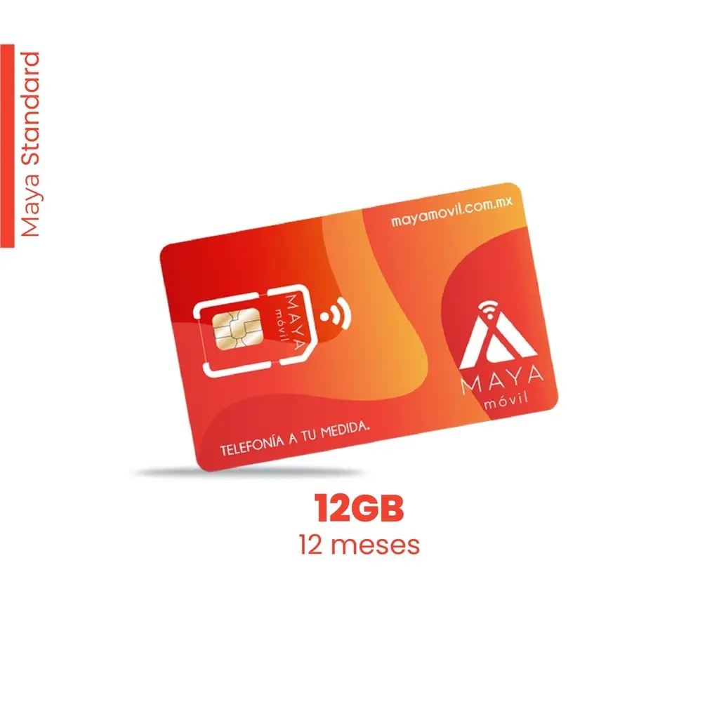[NP-MAYA-STAND-12GB-12M/NEW] Maya Móvil Standard 12 meses de vigencia, 12 Gb de datos, llamadas, SMS y redes sociales ilimitados
