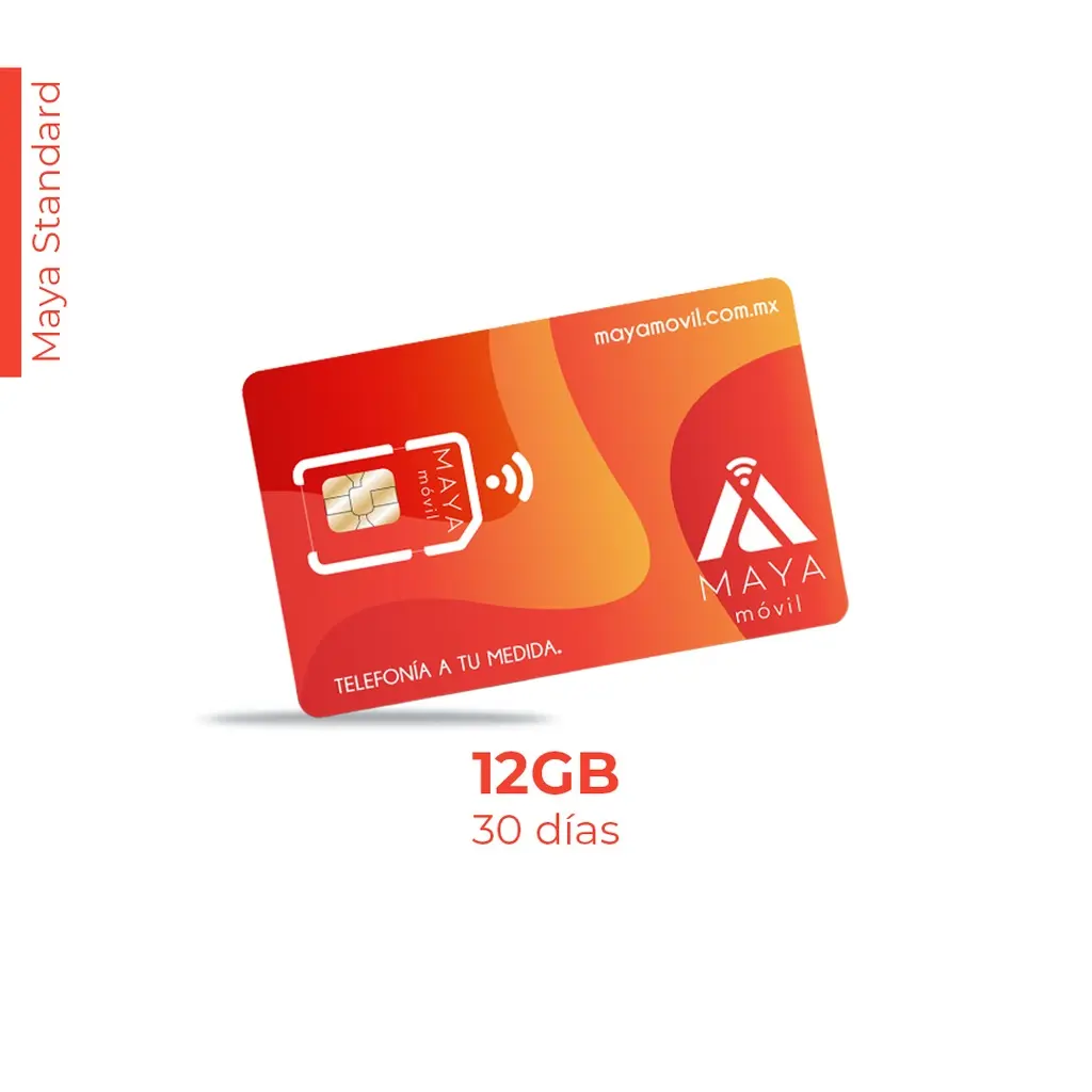 [NP-MAYA-STAND-12GB-30D/NEW] Maya Móvil Standard 30 días de vigencia, 12 Gb de datos, llamadas, SMS y redes sociales ilimitados