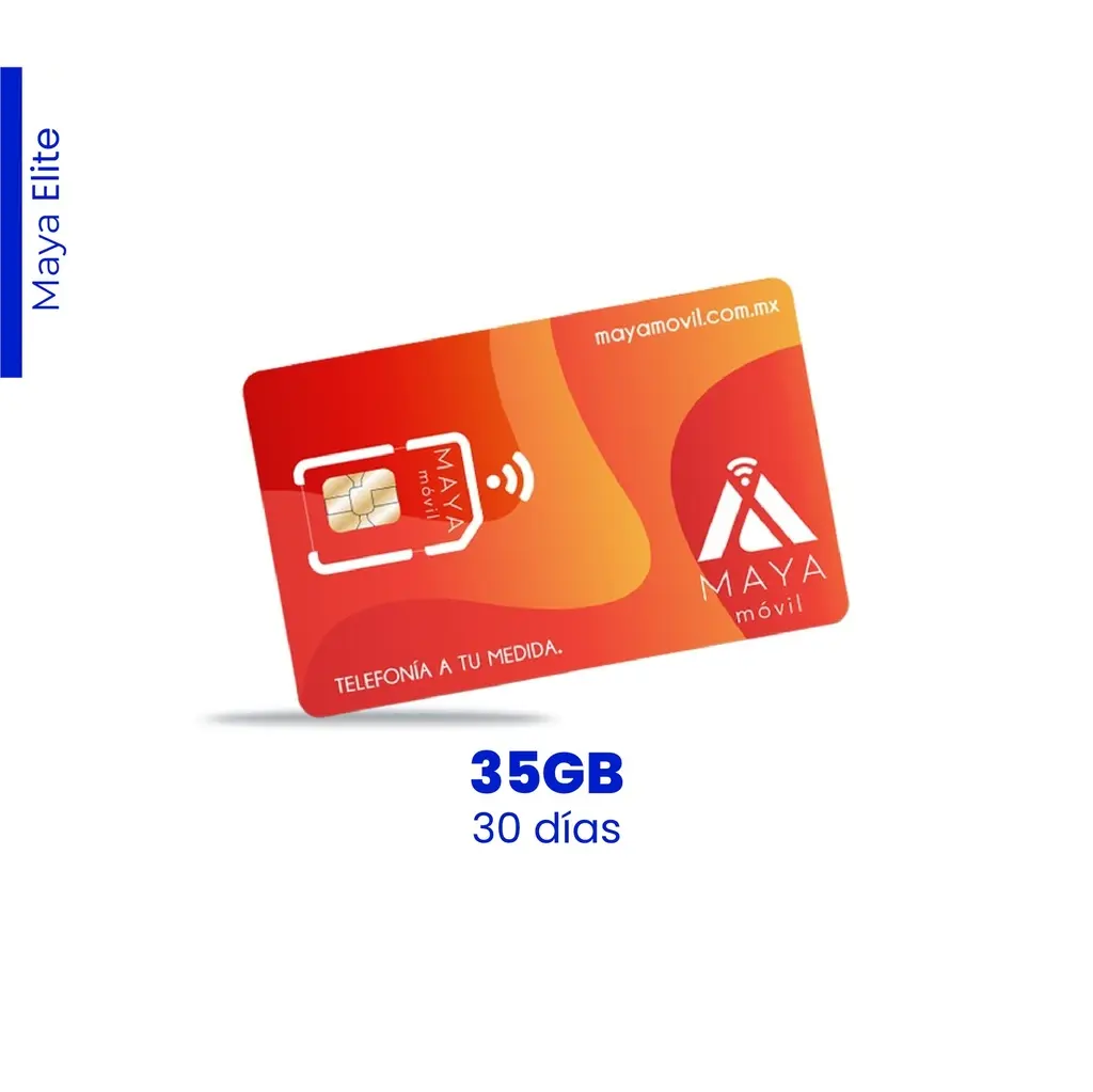 [NP-MAYA-ELITE-35GB-30D/NEW] Maya Móvil Elite 30 días de vigencia, 35 Gb de datos, llamadas, SMS y redes sociales ilimitados