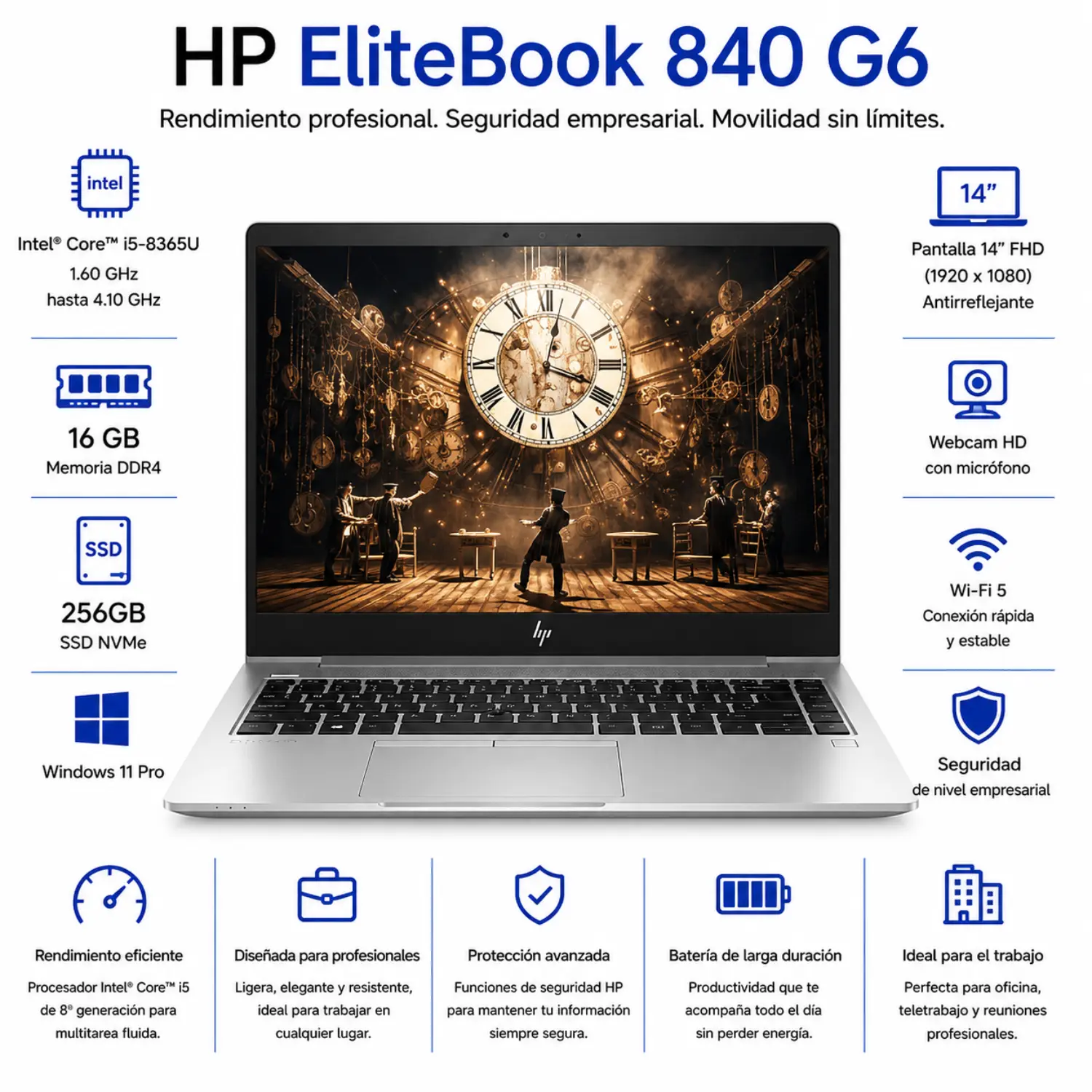 [7XV32USI#ABA_HP_79V6N_R/RFB] HP EliteBook 840 G6 14" FHD Intel Core i5 16GB RAM 256GB SSD (Reacondicionado) 