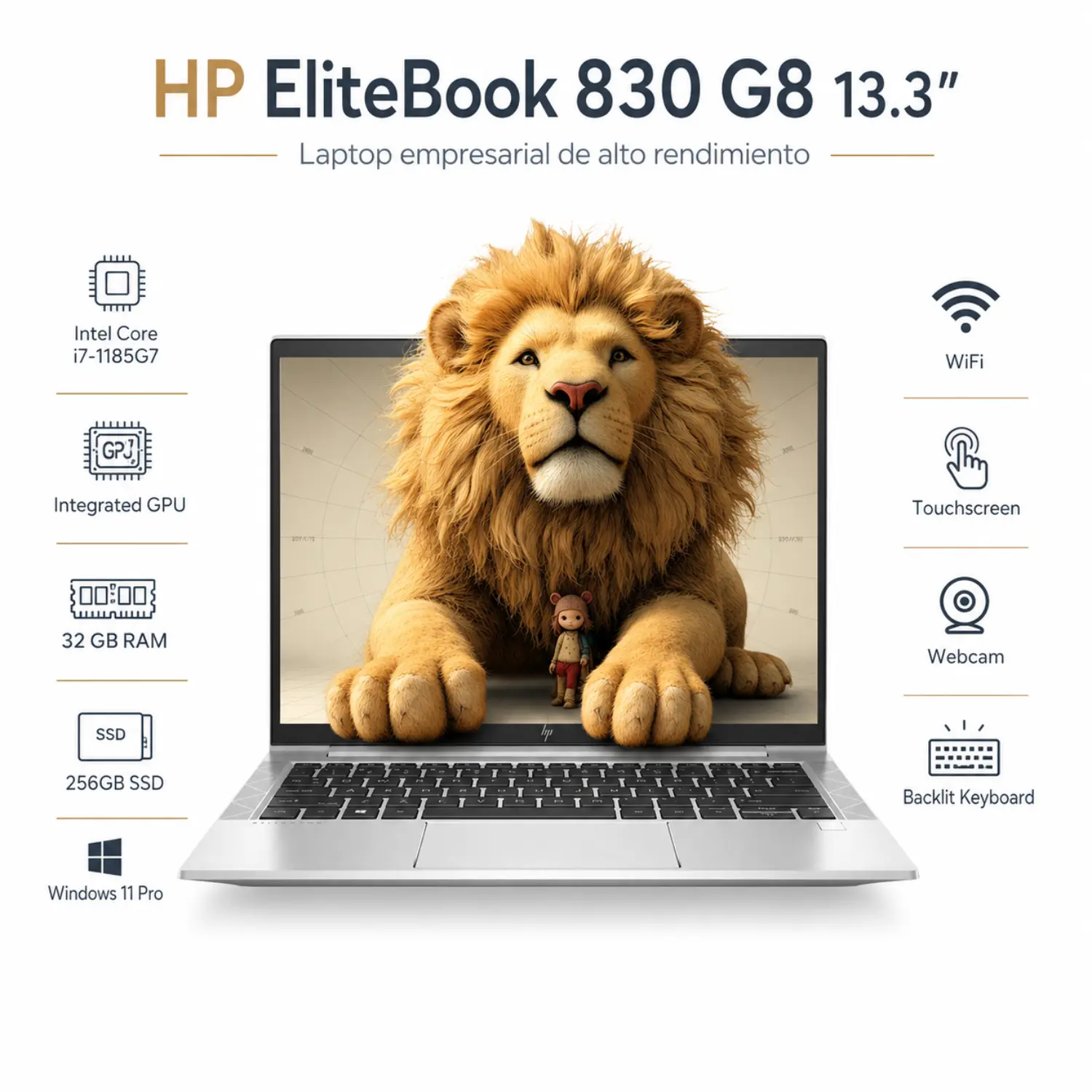 [830G8-I7-32-256-TS-A/RFB] Laptop HP EliteBook 830 G8 13.3 Touch Intel Core i7 32GB RAM 256GB SSD Windows 11 Pro