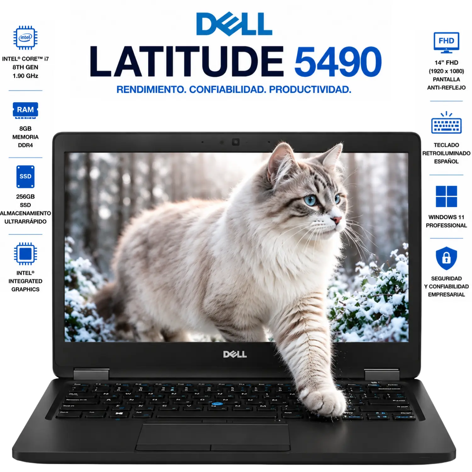 [DE5490-I7-8-256-ES/RFB] Dell Latitude 5490 14" FHD Intel Core i7 8GB RAM 256GB SSD Windows 11 (Reacondicionado) 