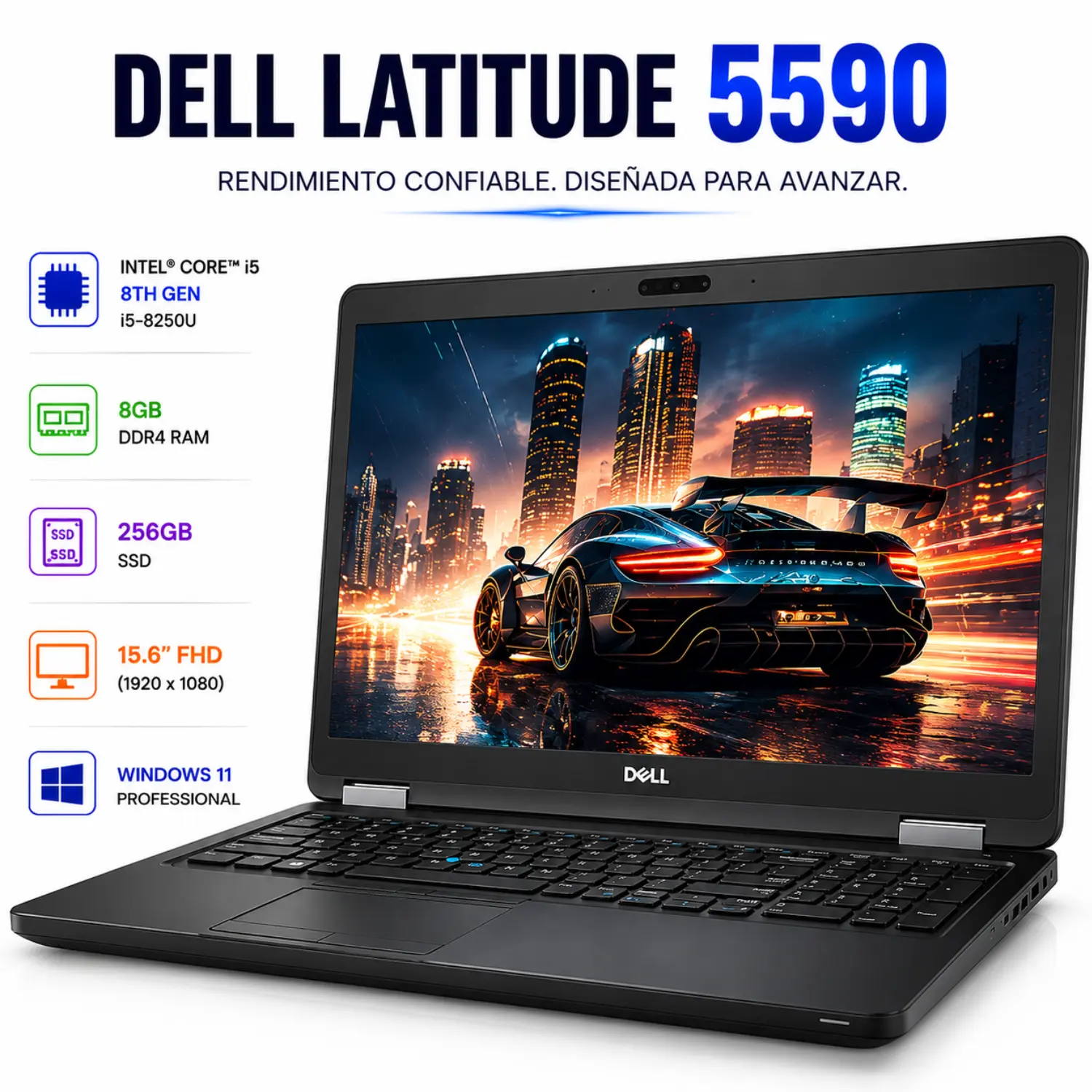 [DE5590-I5-8-256-ES/RFB] Dell Latitude 5590 15.6" FHD Intel Core i5 8GB RAM 256GB SSD Windows 11 (Reacondicionado) 