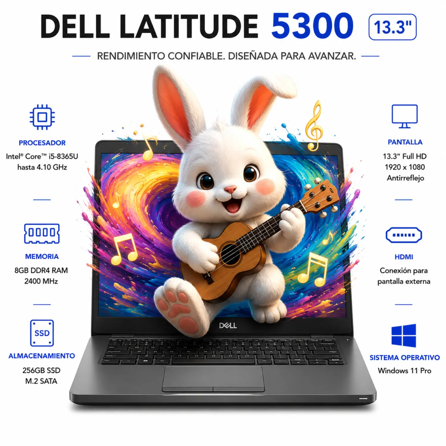 [DE5300-I5-8-256-ES/RFB] Dell Latitude 5300 13.3" FHD Intel Core i5 8GB RAM 256GB SSD Windows 11