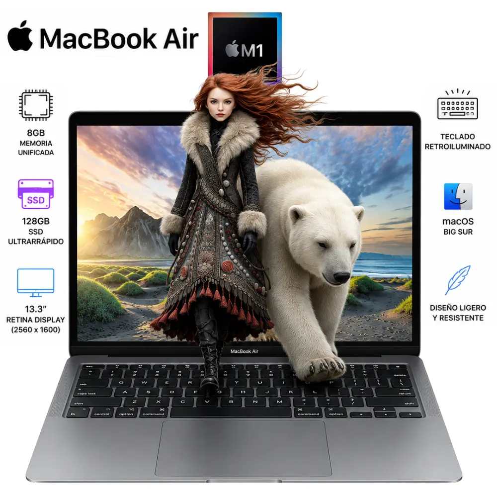 [A2337SPG20-M187-8-S128/RFB] Apple MacBook Air M1 13.3" 8GB RAM 128GB SSD Gris Espacial (Reacondicionado)