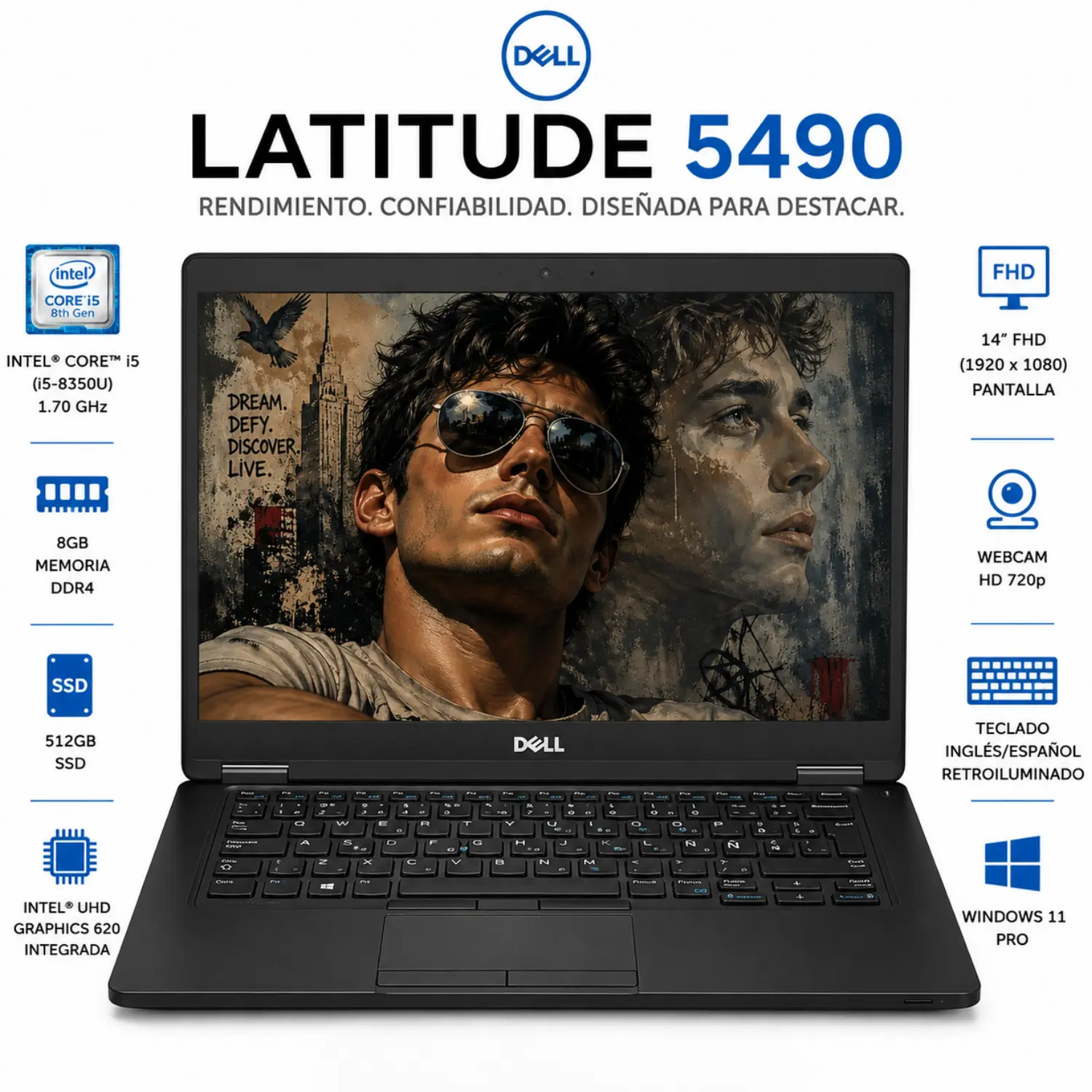 [DE5490-I5-8-512-ES/RFB] Dell Latitude 5490 14" FHD Intel Core i5 8GB RAM 512GB SSD Windows 11 (Reacondicionado) 
